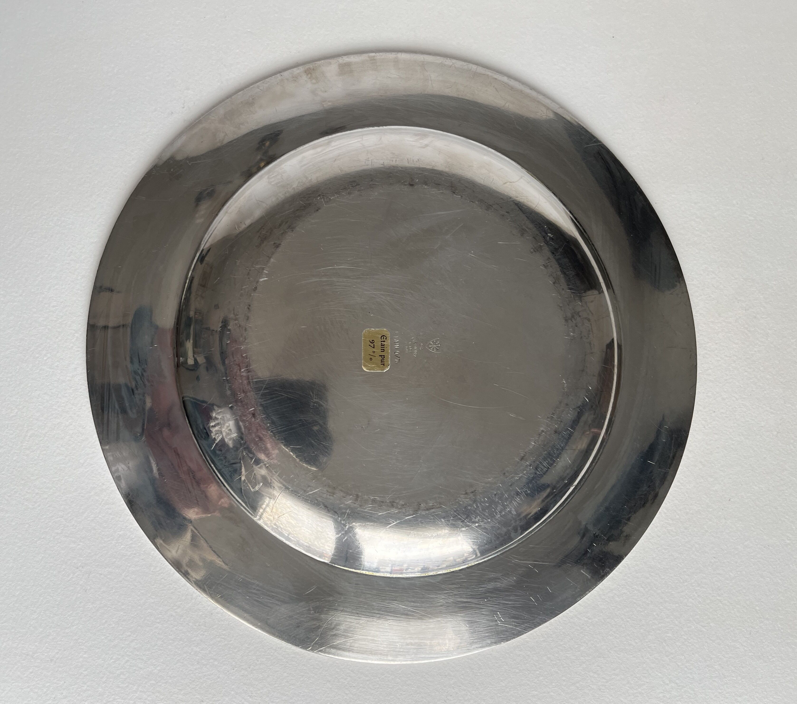 Circular pewter dish