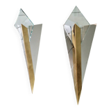 Large pair of triangular wall sconces, J.T. Kalmar, 1970-80.
