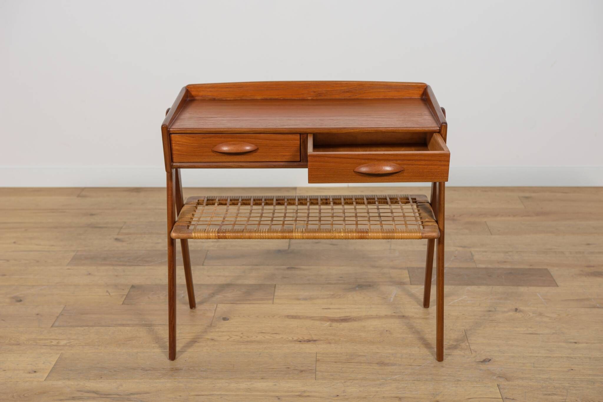 Mid Century Teak and Rattan Console Table by Søren Rasmussen, United Knigdo