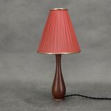 Danish Mid Century Teak Table Lamp with Red Shade, 1960s