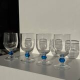 Lot de 4 verres à eau à pied boule bleue
