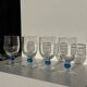 Set of 4 blue ball stemmed water glasses
