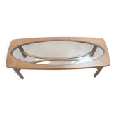 Vintage Nathan coffee table in teak and glass, 1960s.