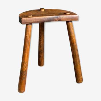 Vintage tripod wood farm stool