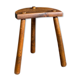 Tabouret de ferme bois tripode vintage