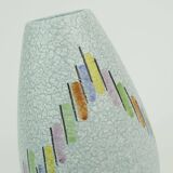 Steuler mid century modern ceramic vase 1950s drip glaze colorful pattern