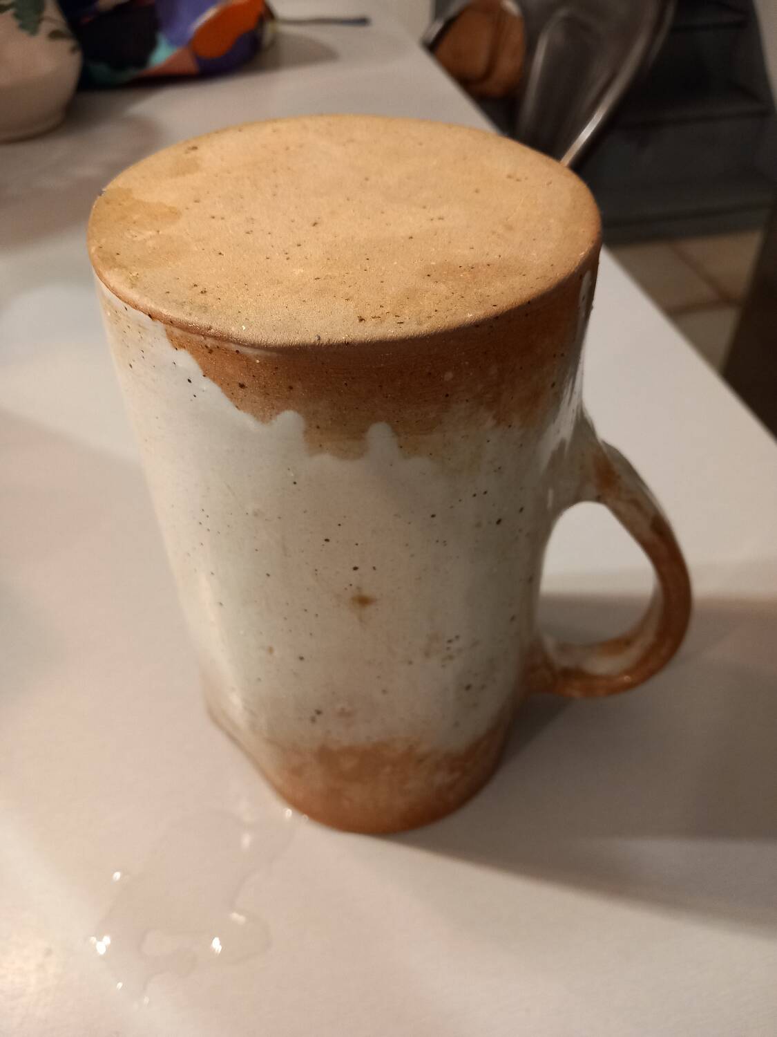 Pitcher/water or milk pot, old, in glazed stoneware