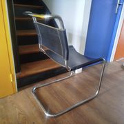 Cantilever chair / armchair Thonet in black leather and chrome metal – from