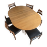 6 chaises et table extensible teck scandinave