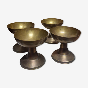 Set of four brass aperitif cups