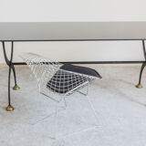 Table en fer forgé avec verre laqué noir, Italia années 1970
