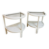 Pair of bohemian rattan bedside tables, circa 1970.
