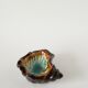 Ceramic shell-shaped catchall, brown and blue, 1970.