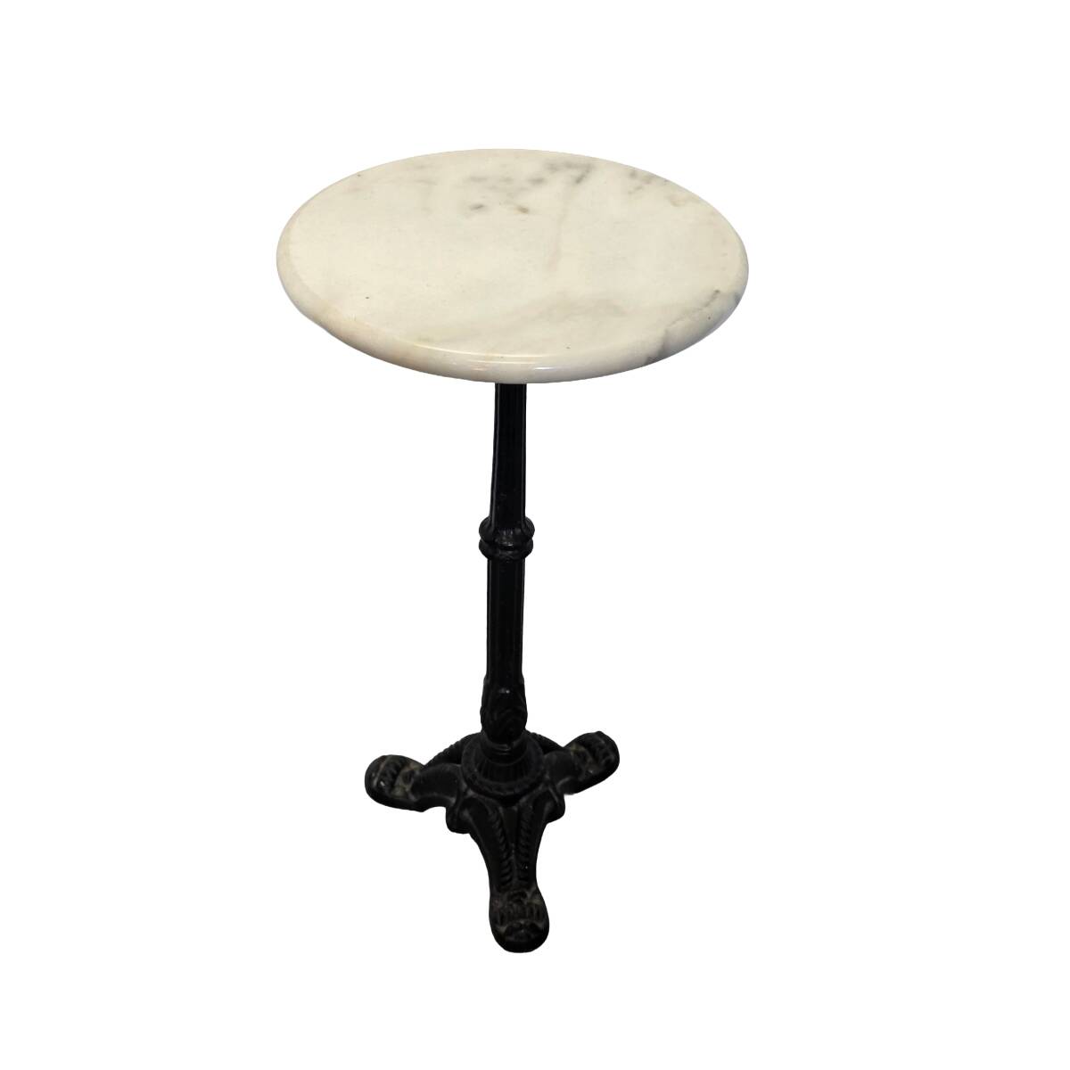 French Bistro Side Table Marble Top, mid-century