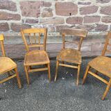 lot 4 Chairs bistro mismatched curved wood