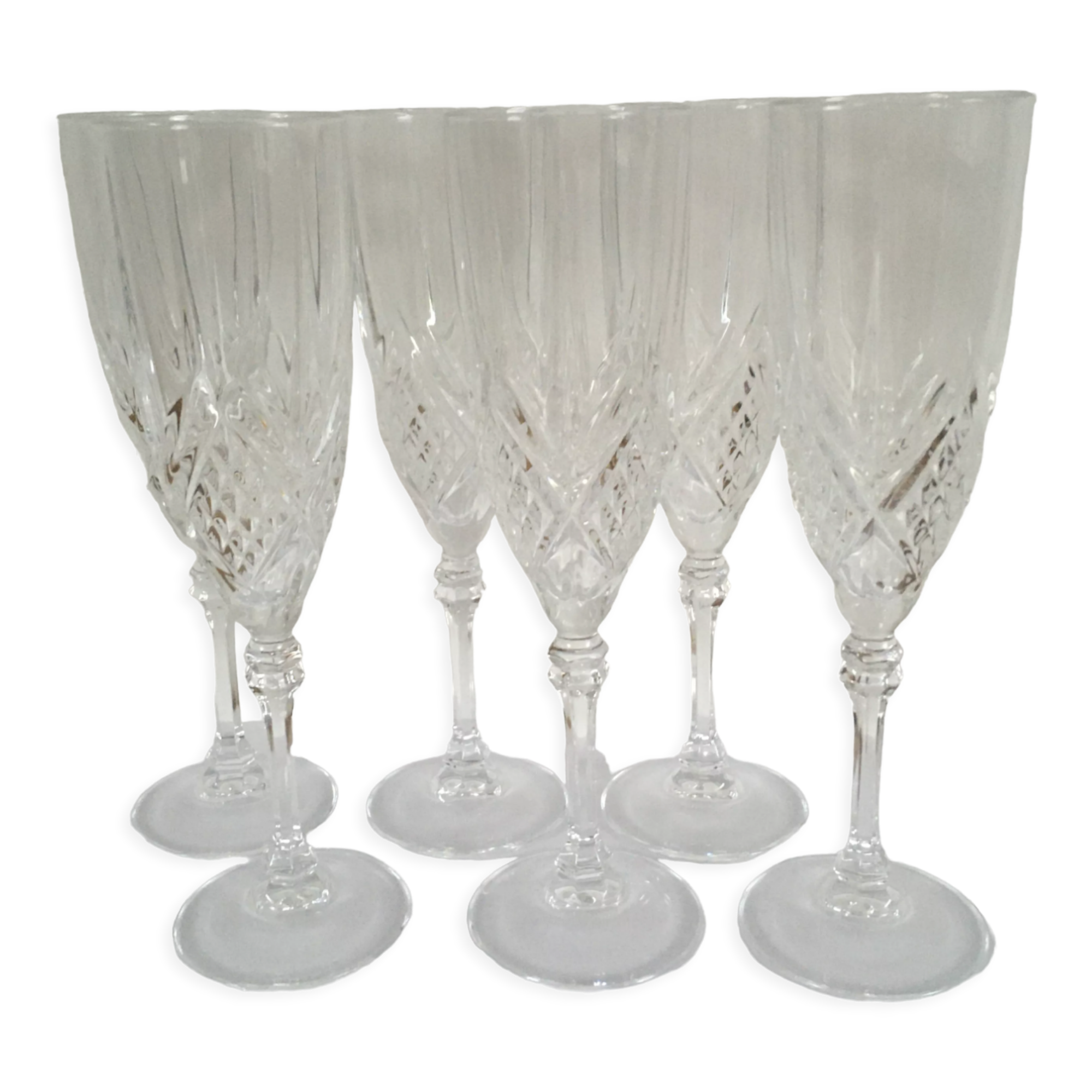 Flûtes à champagne en cristal ciselé