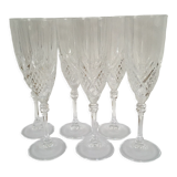 Chiseled crystal champagne flutes
