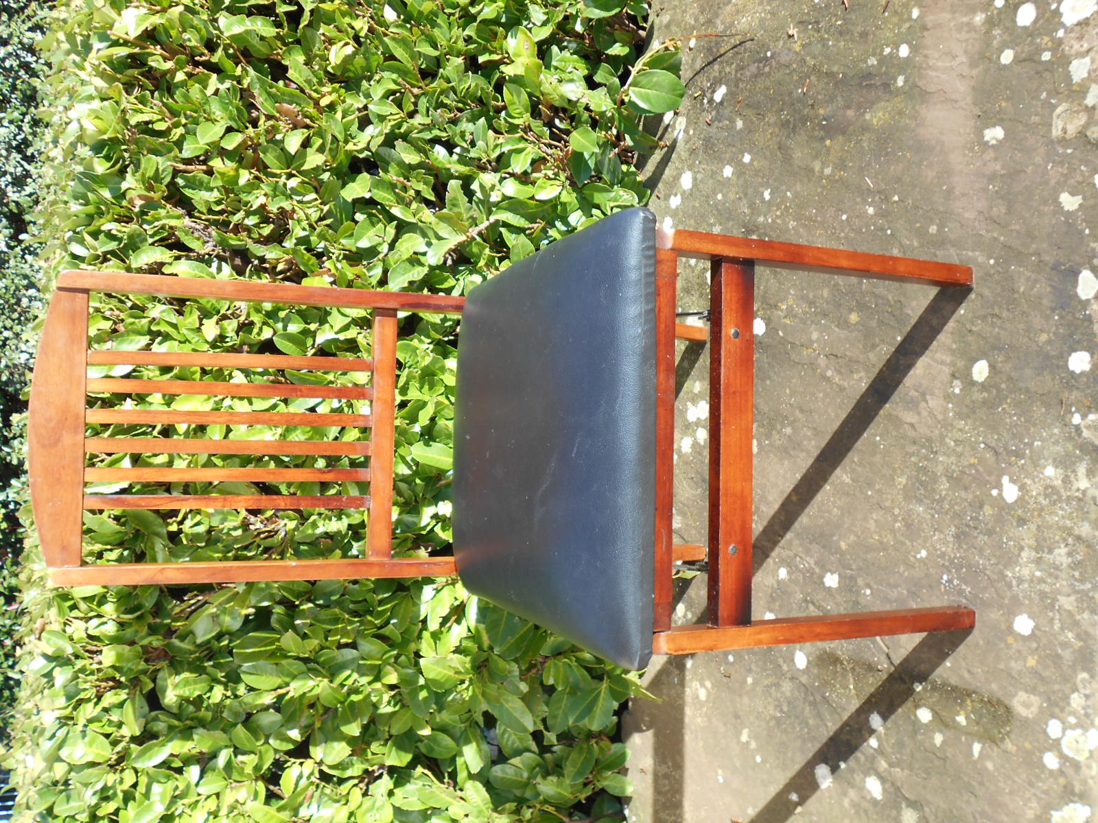 Folding chair in wood and leather, set of 4