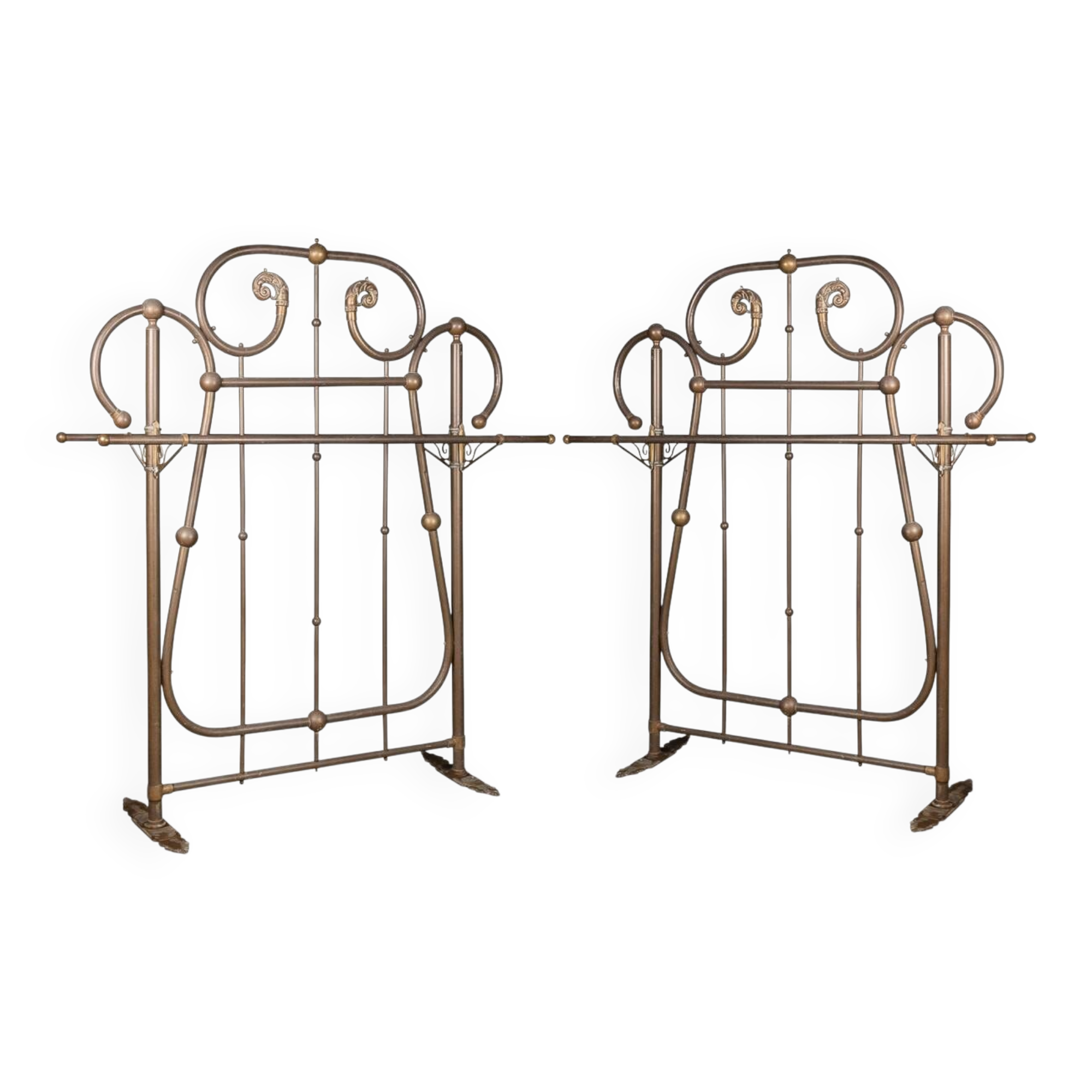 Antique 19thc victorian pair of brass coat stands c.1890