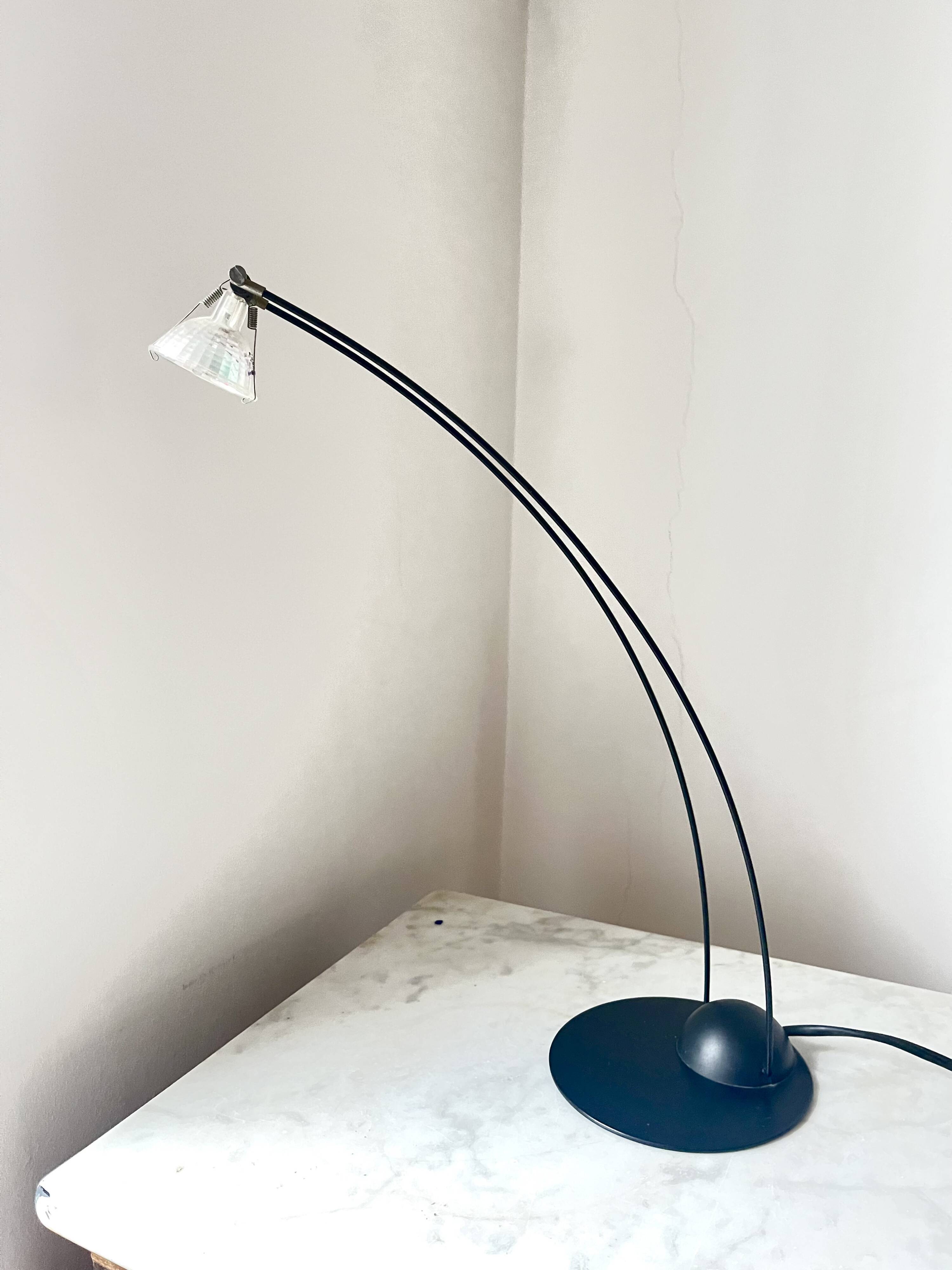German Vintage Minimalistic table Arc Lamp by Hustadt Leuchten, 1980s