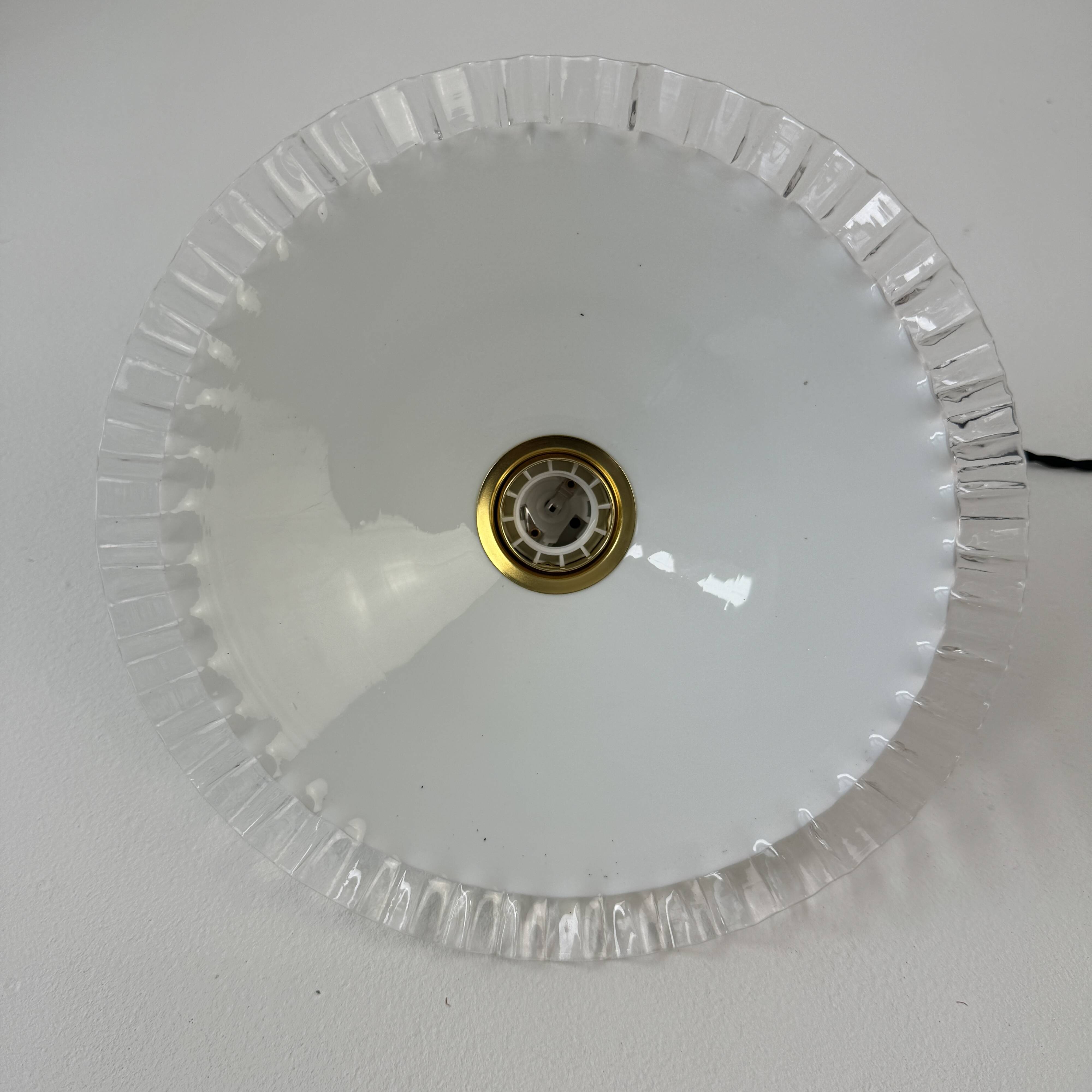 Antique lace-work pendant light in vintage opal, 24.5 cm