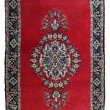Tapis vintage fait main Tabriz 80 x 126 cm laine rouge vif - 1C1048