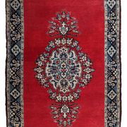 Tapis vintage fait main Tabriz 80 x 126 cm laine rouge vif - 1C1048