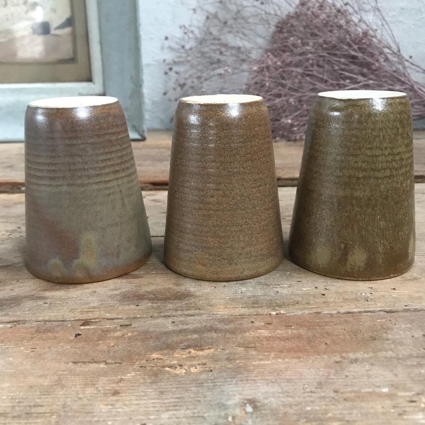 Trio of Digoin stoneware glasses