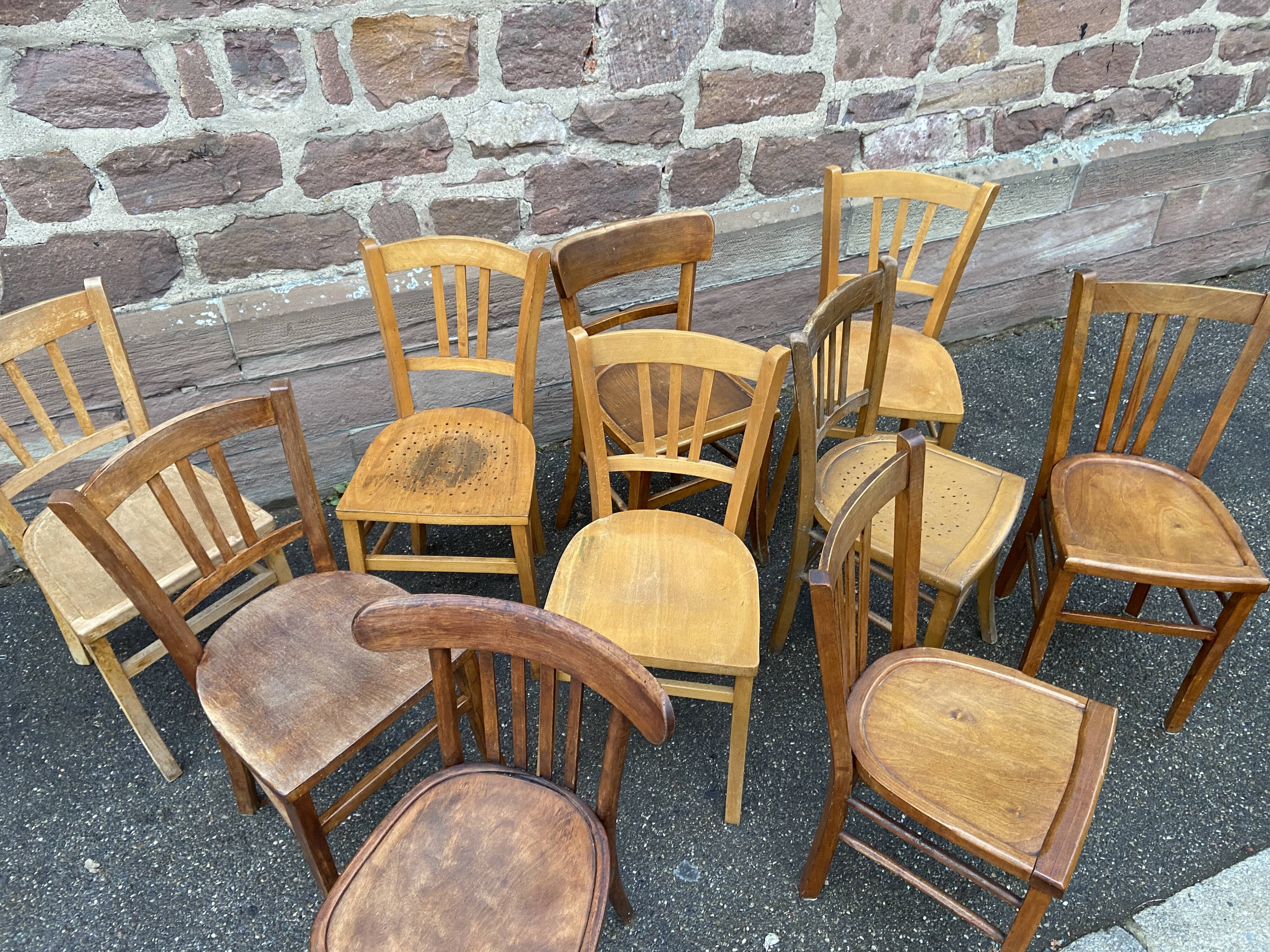 Set of vintage mismatched bistro chairs