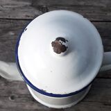 White and blue enamelled coffee maker