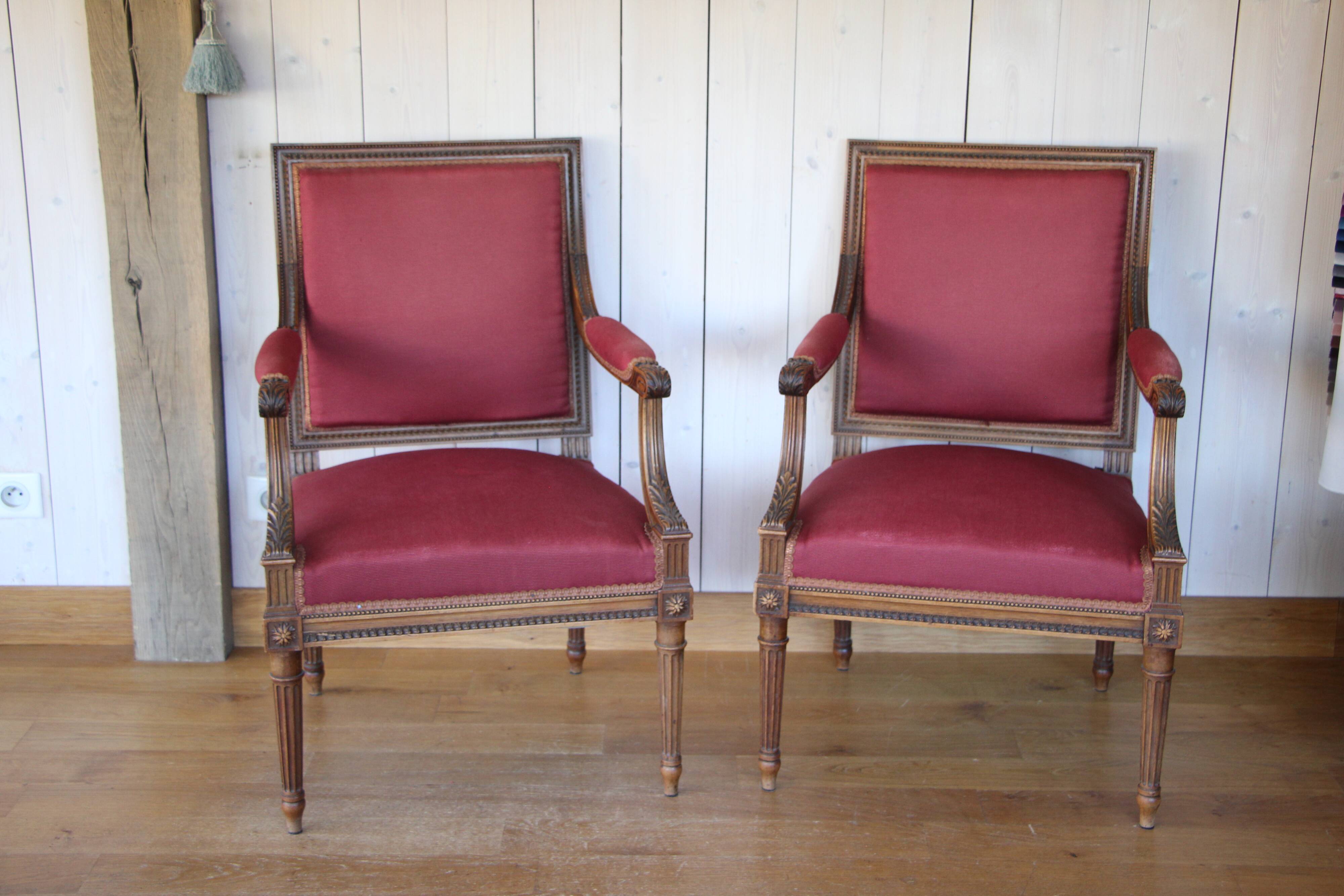 Pair of Louis XVI style armchairs