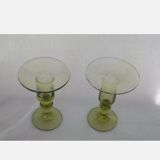 Pair of biot glass candlesticks