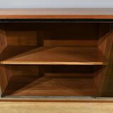 Long Glass Bookcase in Walnut, Rozaffy Style – 1960