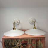 White opaline wall lights