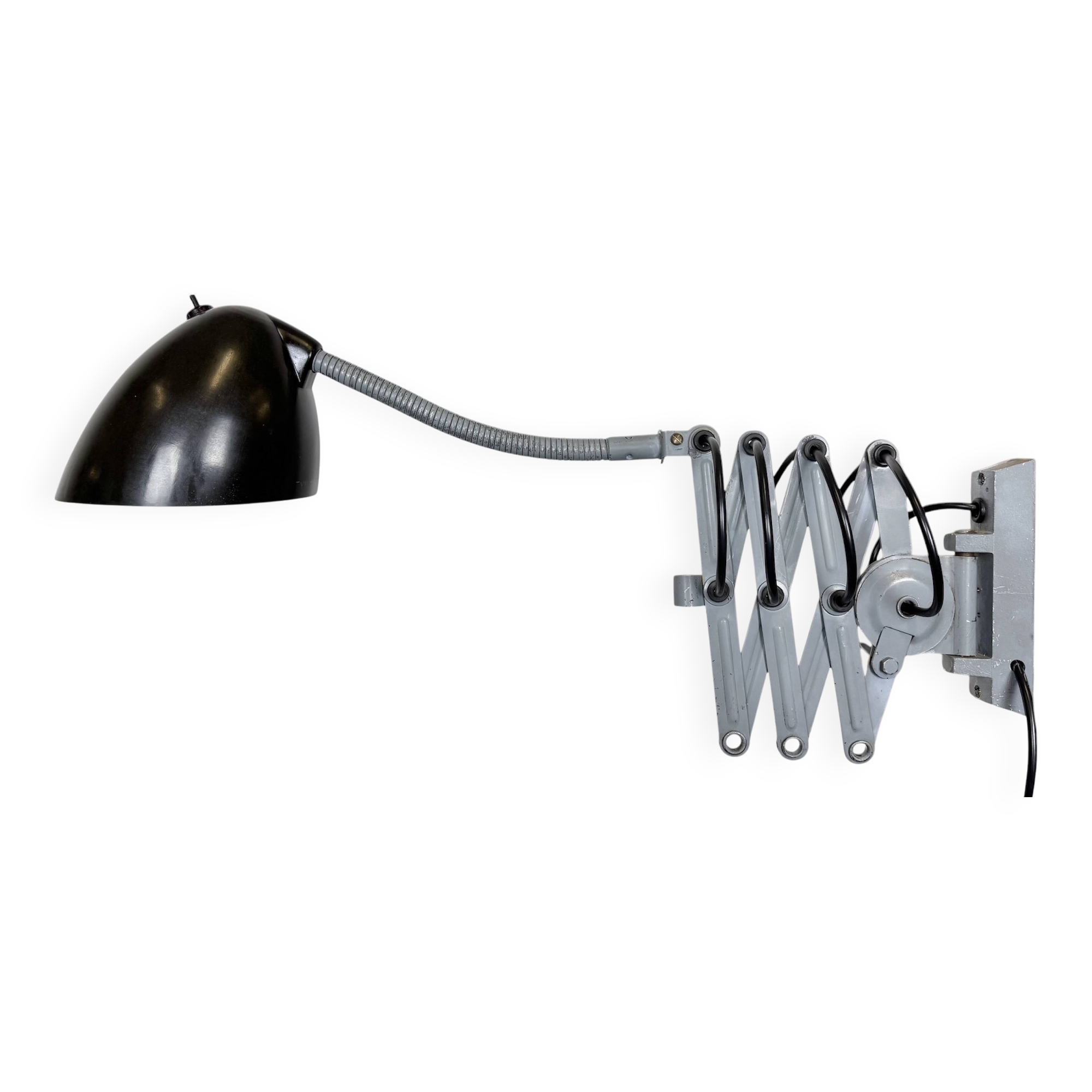 Grey Industrial Scissor Wall Lamp from Elektroinstala, 1960s