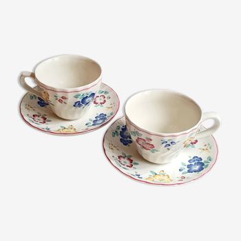 Duo of Churchill English porcelain cups with flowers