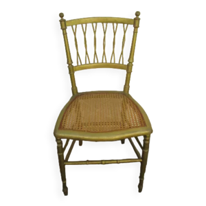 Chaise ancienne,dorée-cannée