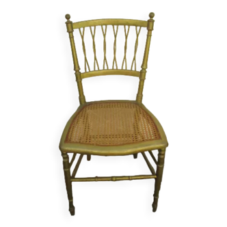 Chaise ancienne,dorée-cannée