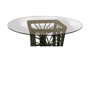 Table en rotin et verre