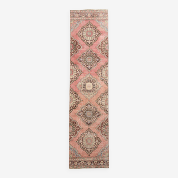 3x12 Shades Of Red & Brown Vintage Persian Runner Rug, 94x376Cm