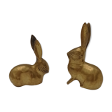 Couple de lapins en laiton