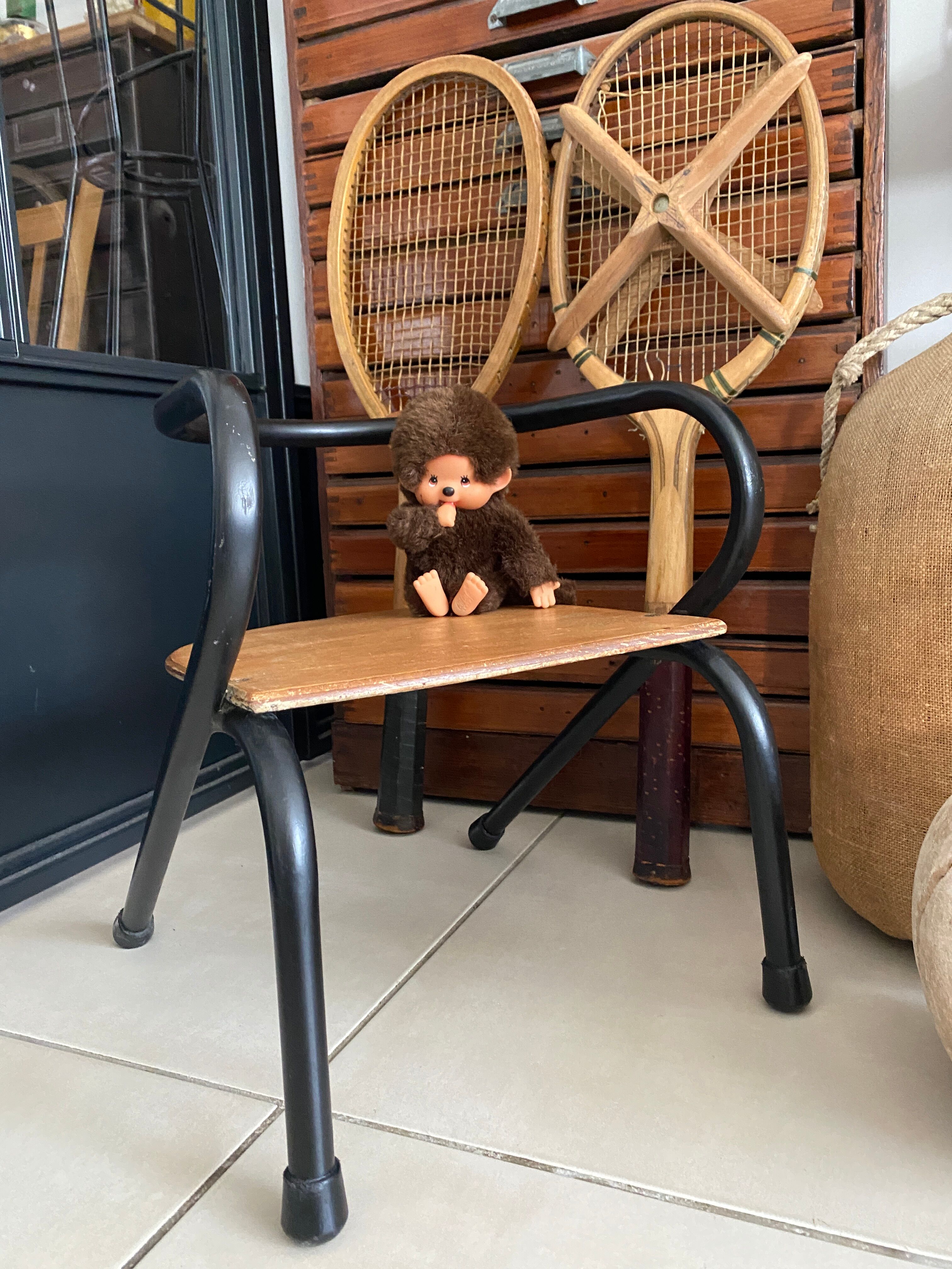 Chaise écolier enfant vintage de Jacques Hitier