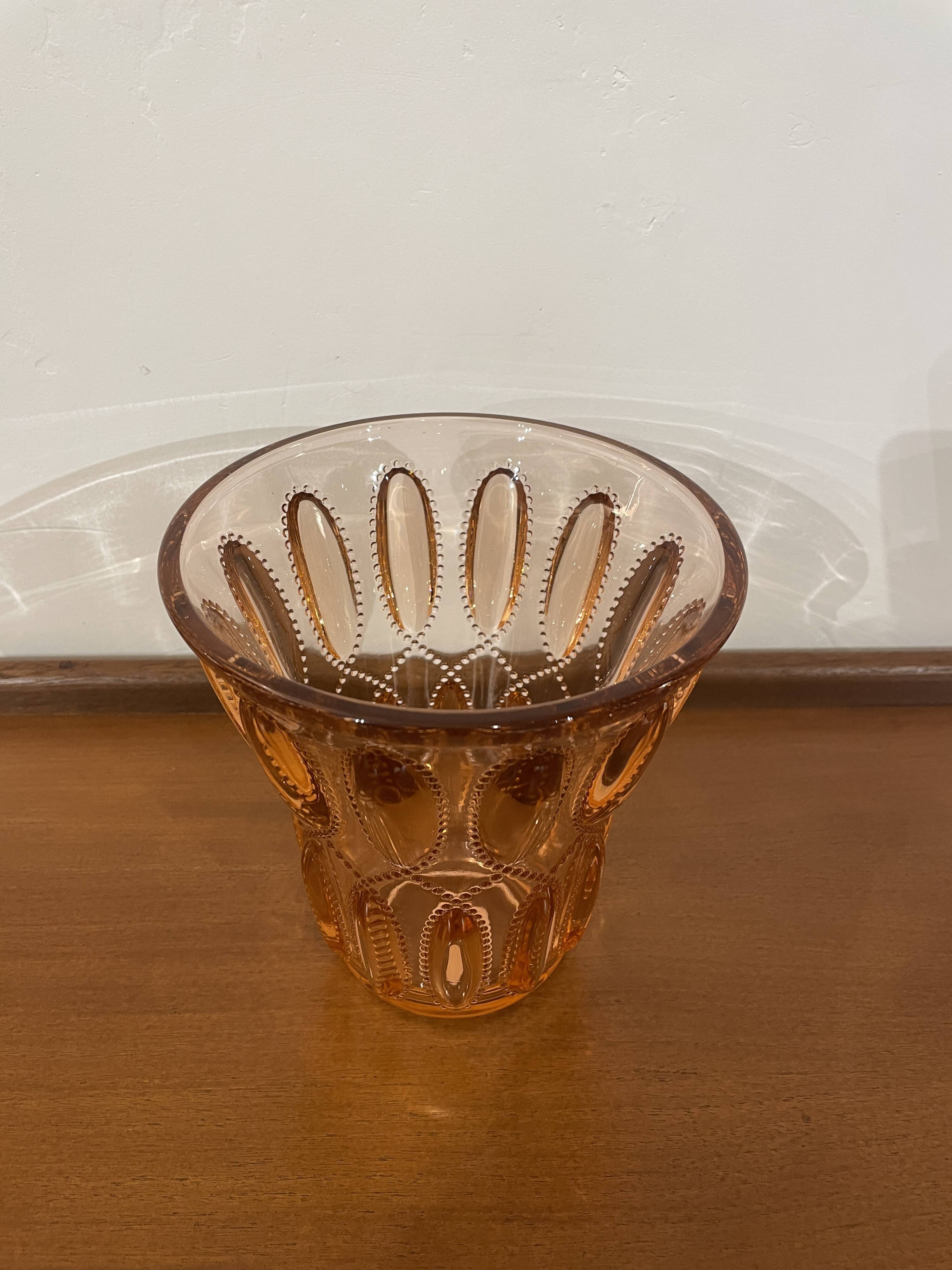 Vase moèle "éphémère", Luxval, Val Saint-Lambert, Belgium 1930's