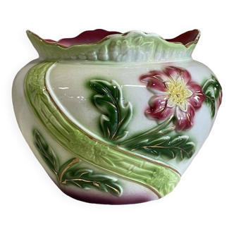 Cache pot floral du début XXème en barbotine