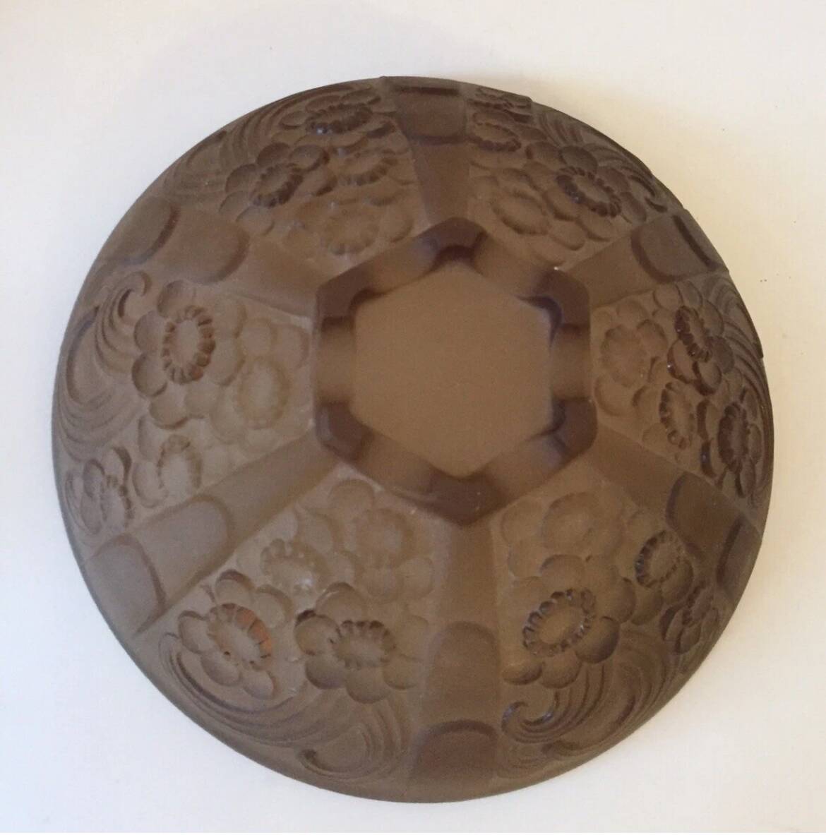 Art Deco smoked molded glass bowl signed Stella