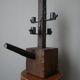Candle holder wood wrought iron folk art decoration brutalist handmade countryside candlestick candelabra