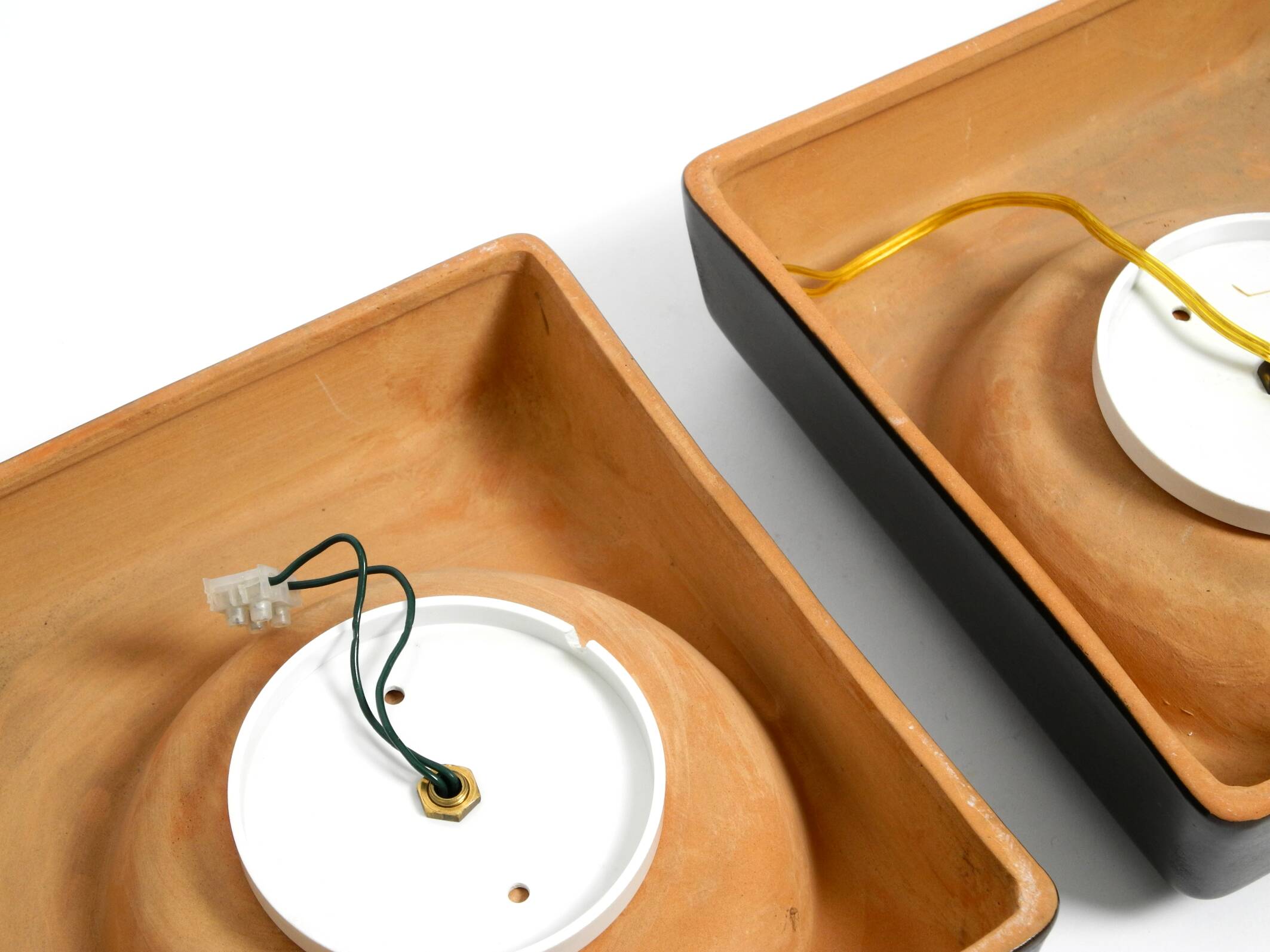 Two beautiful original 1970s Space Age ceramic wall lamps