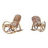 Vintage bamboo rocking chairs, 1960s - set of 2