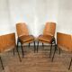 Series of 6 vintage chairs Baumann in beech design year 1950 1960