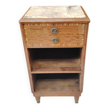 Art Deco Side Table in Walnut and Marble - 1930